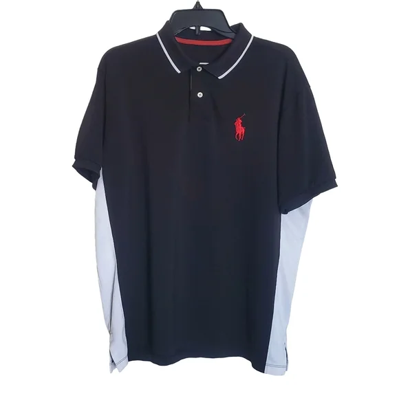 Polo by Ralph Lauren Short Sleeve Shirt Men's XL Black/ White Bigger Red Pony - Picture 2 of 7